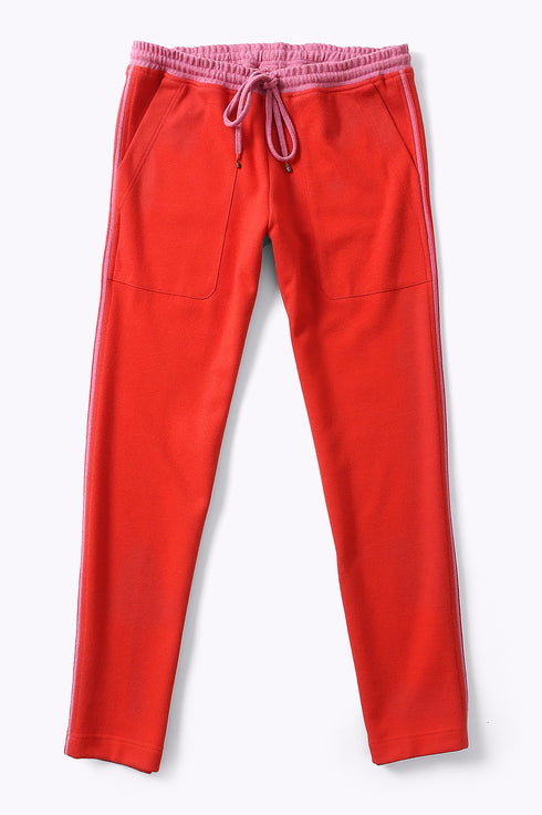 Sweatpants in cotton blend jacquard with front and back pockets