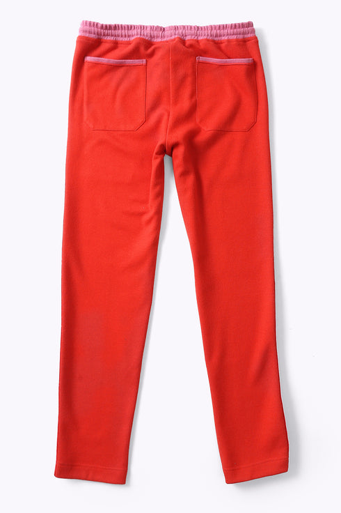 Sweatpants in cotton blend jacquard with front and back pockets