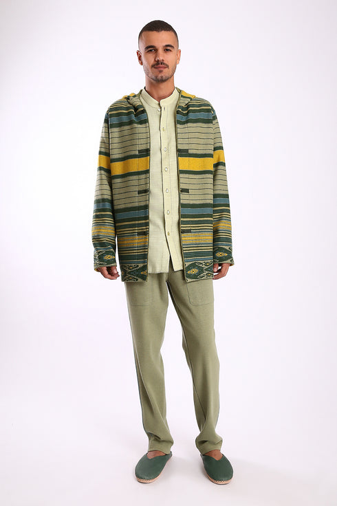 Sweatpants in cotton blend jacquard with front and back pockets