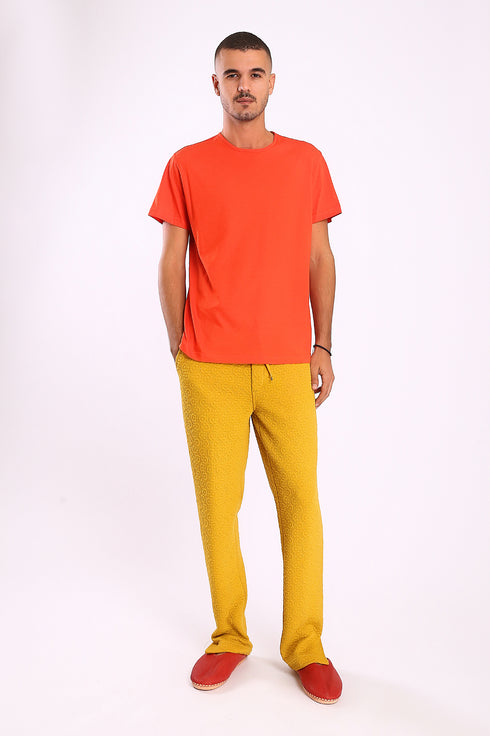 Sweatpants in quilted cotton blend with elastic waist