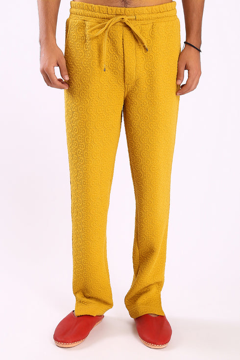 Sweatpants in quilted cotton blend with elastic waist