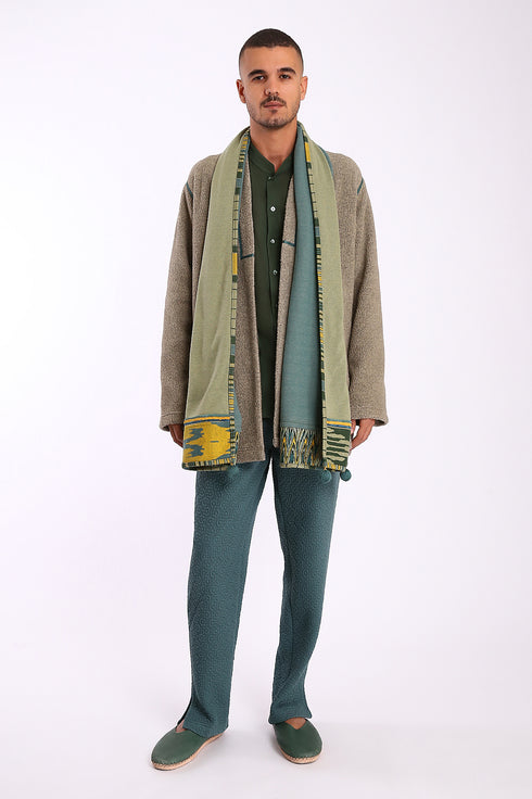 Sweatpants in quilted cotton blend with elastic waist