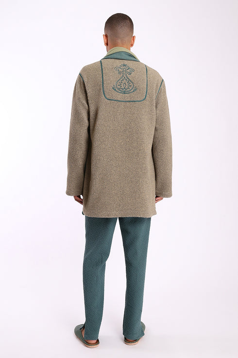 Sweatpants in quilted cotton blend with elastic waist