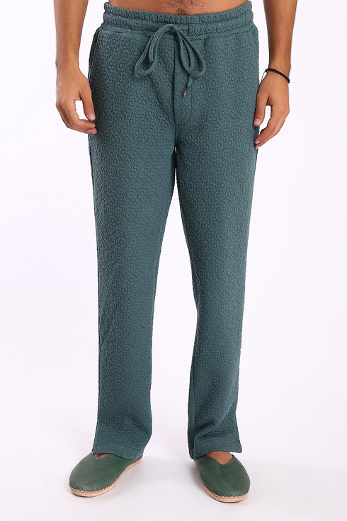 Sweatpants in quilted cotton blend with elastic waist