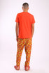 Straight leg pants in quilted printed cotton blend with elastic waist.