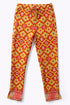 Straight leg pants in quilted printed cotton blend with elastic waist.