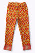 Straight leg pants in quilted printed cotton blend with elastic waist.