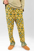 Straight leg pants in quilted printed cotton blend with elastic waist.