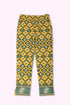 Straight leg pants in quilted printed cotton blend with elastic waist.
