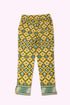 Straight leg pants in quilted printed cotton blend with elastic waist.