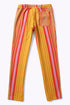Straight leg pants in striped cotton blend jacquard with elastic waistband