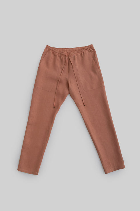 Linen straight leg pants with pockets