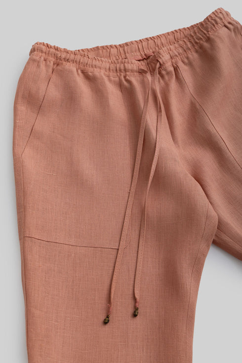 Linen straight leg pants with pockets