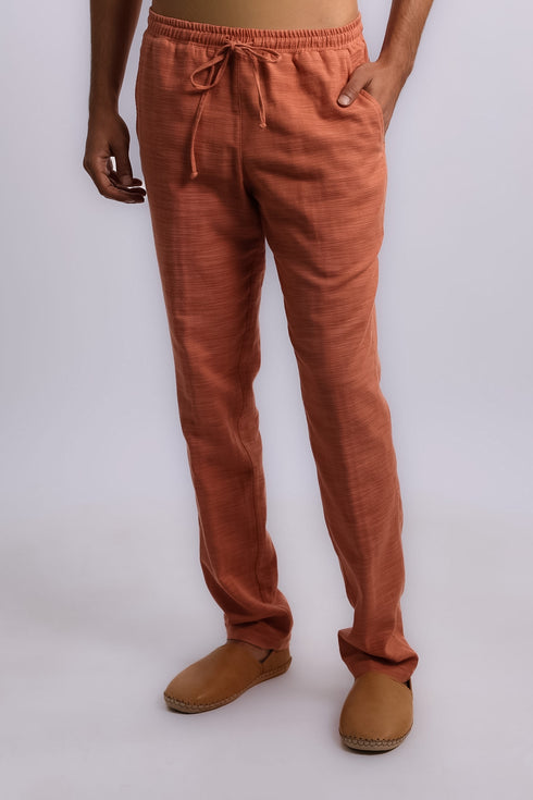 Refined slub cotton pants