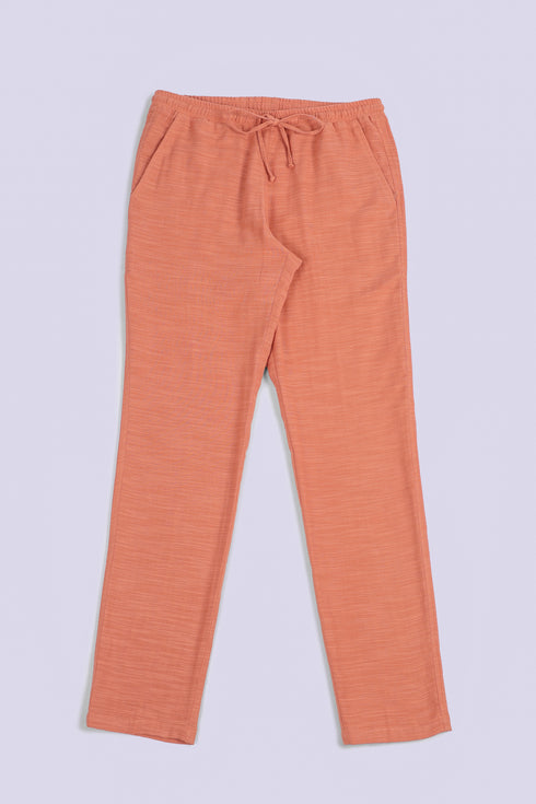 Refined slub cotton pants