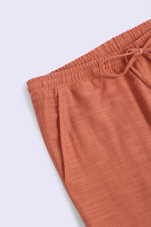 Refined slub cotton pants