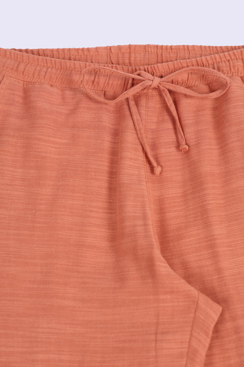 Refined slub cotton pants