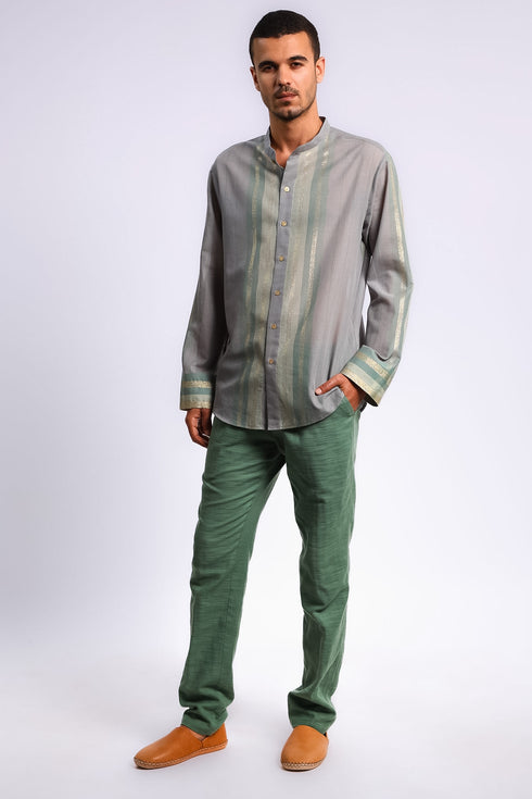 Refined slub cotton pants