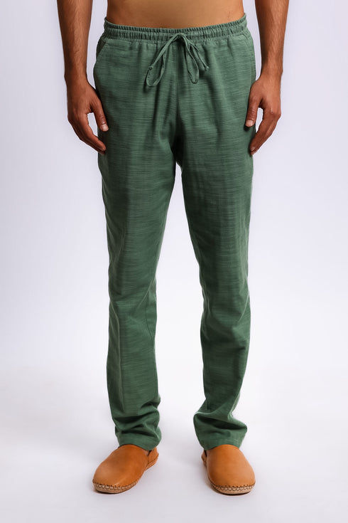 Refined slub cotton pants
