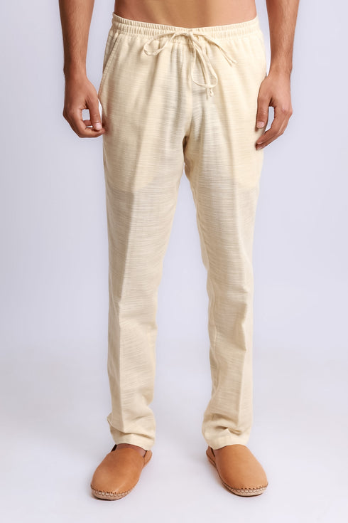 Refined slub cotton pants