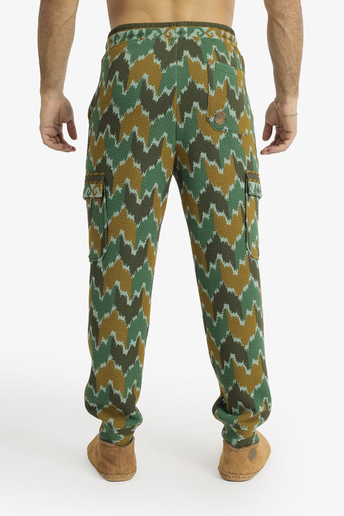 Quilted cotton cargo pants with drawstring