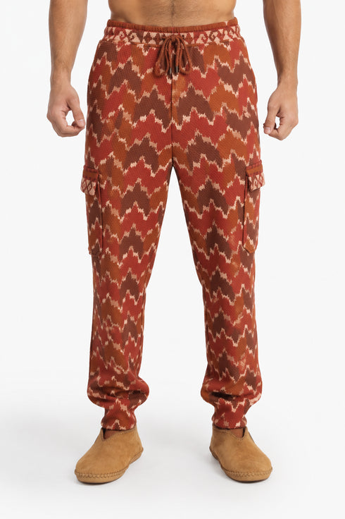 Quilted cotton cargo pants with drawstring