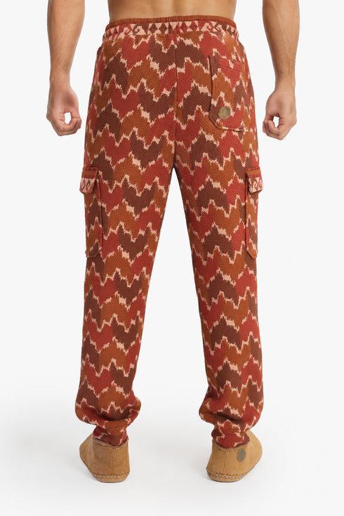 Quilted cotton cargo pants with drawstring