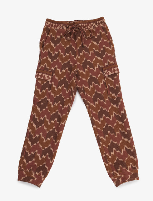 Quilted cotton cargo pants with drawstring