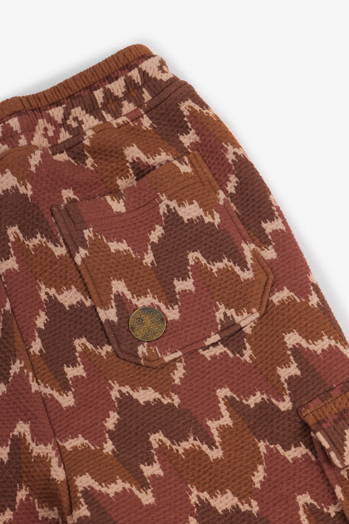 Quilted cotton cargo pants with drawstring
