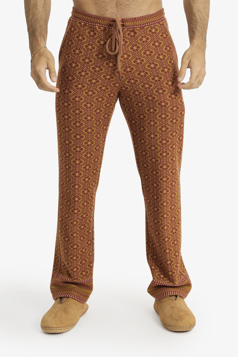Jacquard straight-leg pants with drawstring