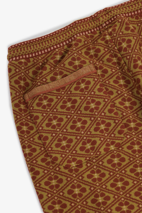 Jacquard straight-leg pants with drawstring
