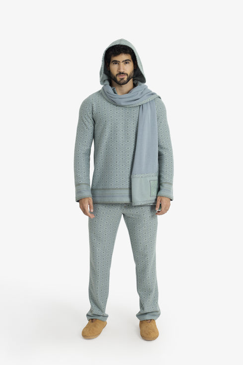 Jacquard straight-leg pants with drawstring