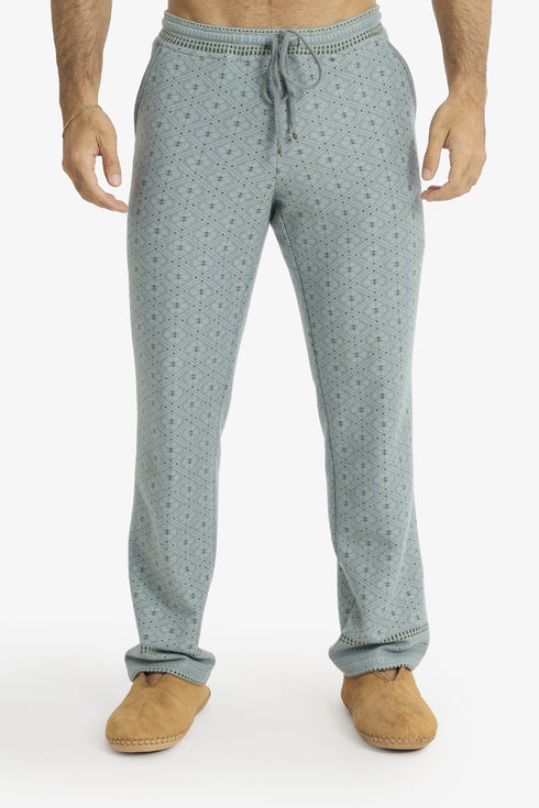 Jacquard straight-leg pants with drawstring