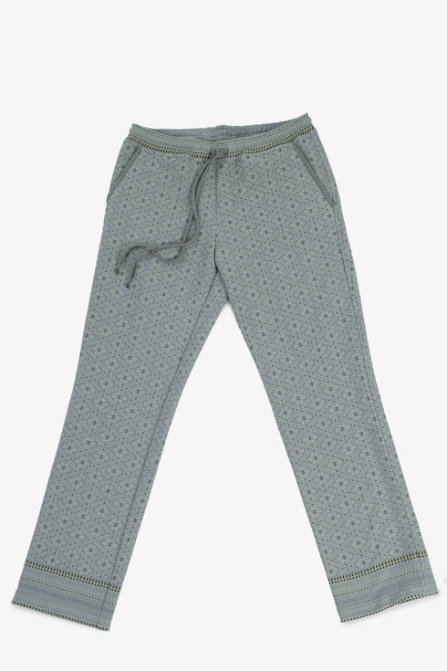 Jacquard straight-leg pants with drawstring