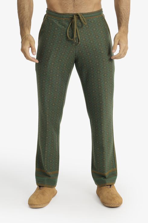 Jacquard straight-leg pants with drawstring