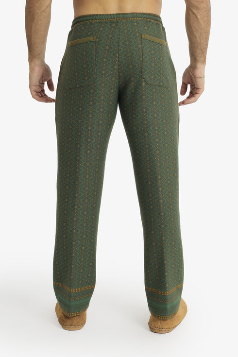 Jacquard straight-leg pants with drawstring
