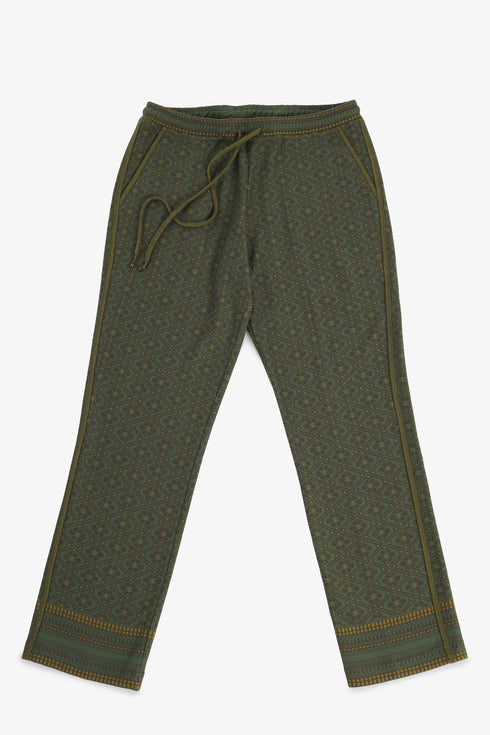 Jacquard straight-leg pants with drawstring