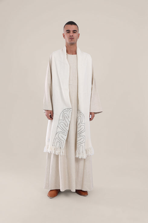 Long jellabiya with round neckline