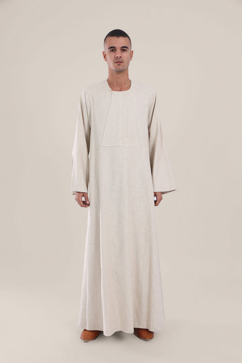 Long jellabiya with round neckline