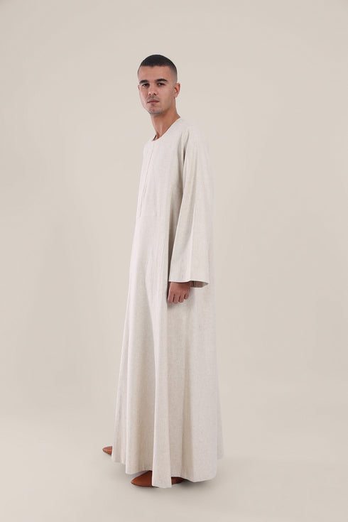 Long jellabiya with round neckline