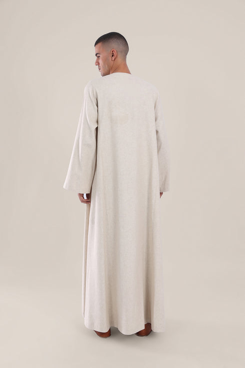 Long jellabiya with round neckline