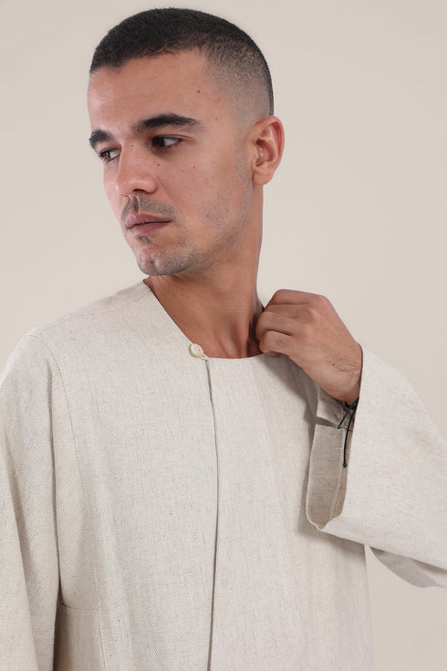 Long jellabiya with round neckline