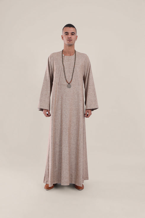 Long jellabiya with round neckline