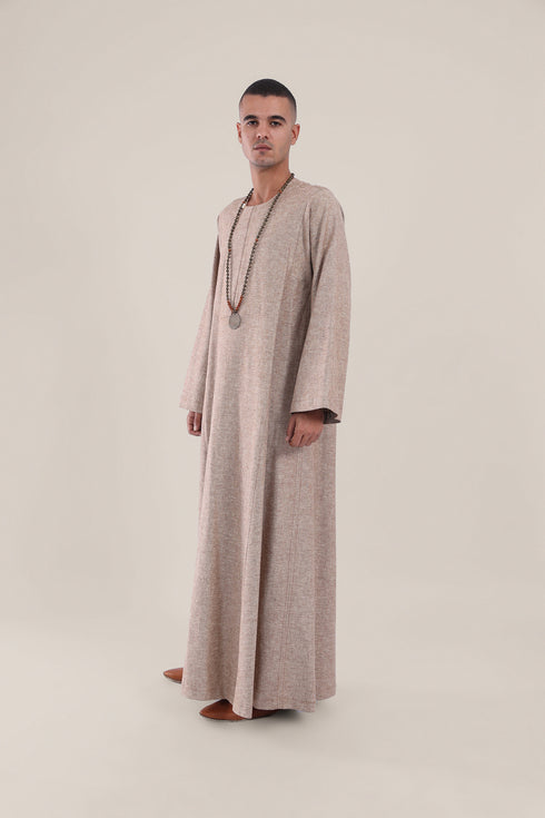 Long jellabiya with round neckline