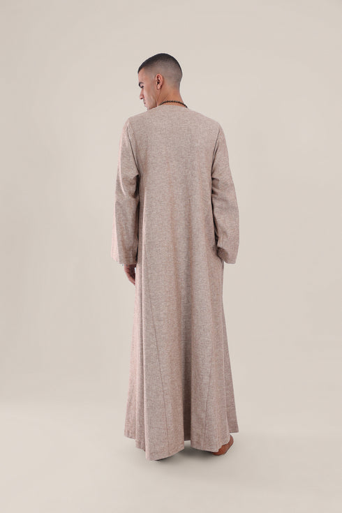 Long jellabiya with round neckline