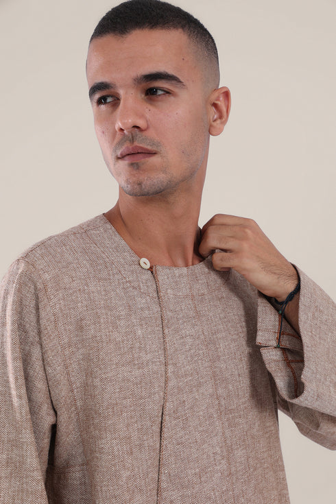 Long jellabiya with round neckline