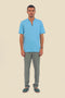 T-Shirt in cotton with round neckline with front opening