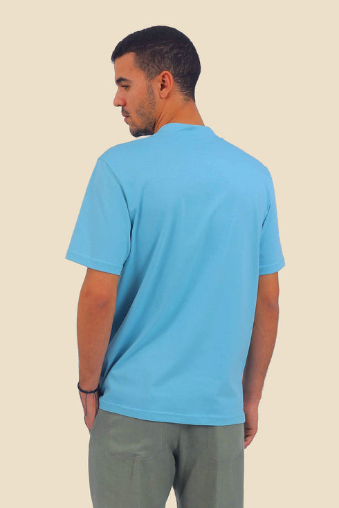 T-Shirt in cotton with round neckline with front opening