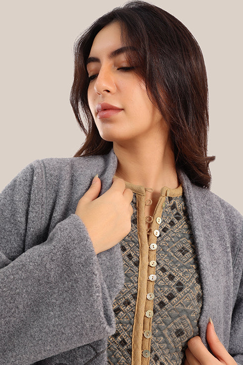 Oversized wool fur coat