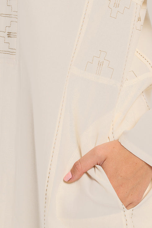 Long coat with embroidered on collar and sides